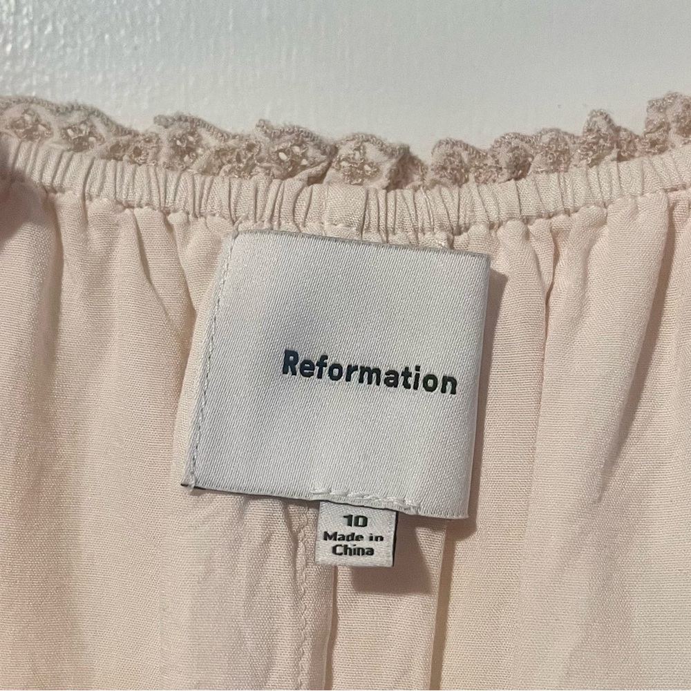 Reformation Cream Mini Dress with Eyelet Trim - Picture 3 of 10
